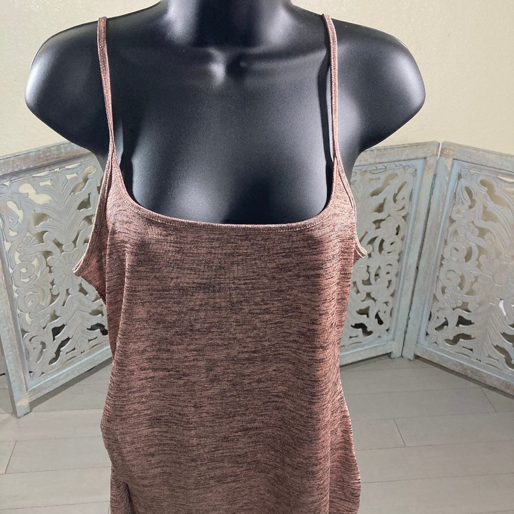 Metallic Orange Tank Top with Side Gathering